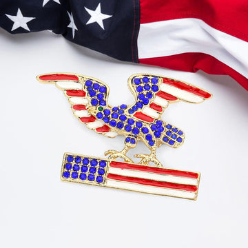 Madeline Love Gold Enamel American USA Flag Eagle Pin Brooch - Brooches