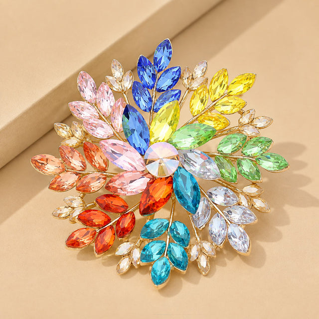 Madeline Love Multi Marquise Stone Cluster Flower Pin Brooch