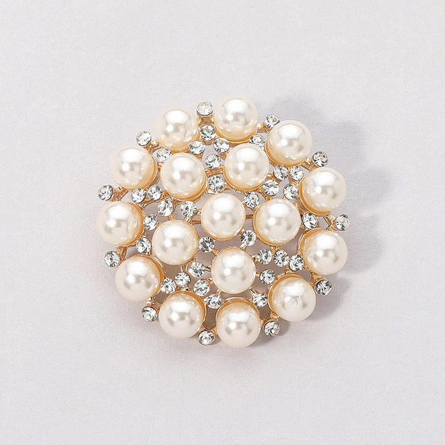 Madeline Love Cream, Gold Pearl Cluster Pin Brooch