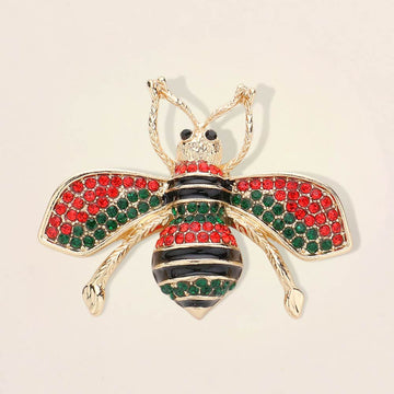 Madeline Love Gold, Multi Pearl Crystal Embellished Tiny Pearl Wing Honey Bee brooch - Brooches
