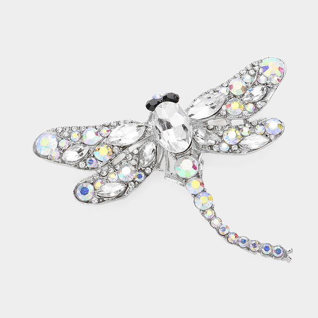 Madeline Love Clear Stone Embellished Dragonfly Pin Brooch - Brooches