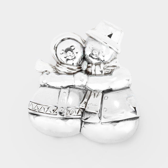 Silver Christmas Metal Snowman Pin Brooch Pendant