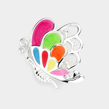 Madeline Love Multi Enamel Metal Butterfly Pin Brooch - Brooches