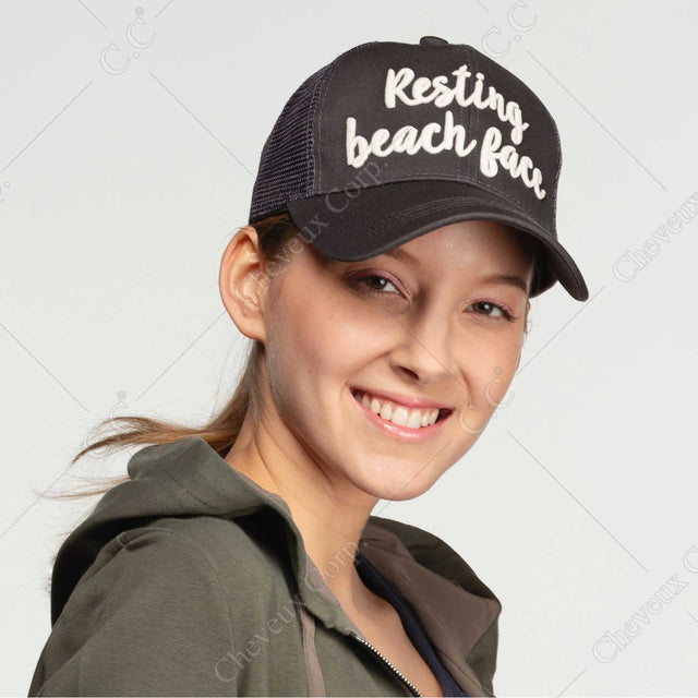 C.C Hello Sunshine Changing Color Pony Trucker Cap 100% Cotton - Ponytail Caps
