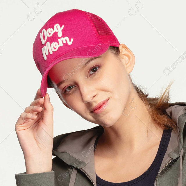 C.C Dog Mom Changing Color Pony Trucker Cap 100% Cotton - Ponytail Caps