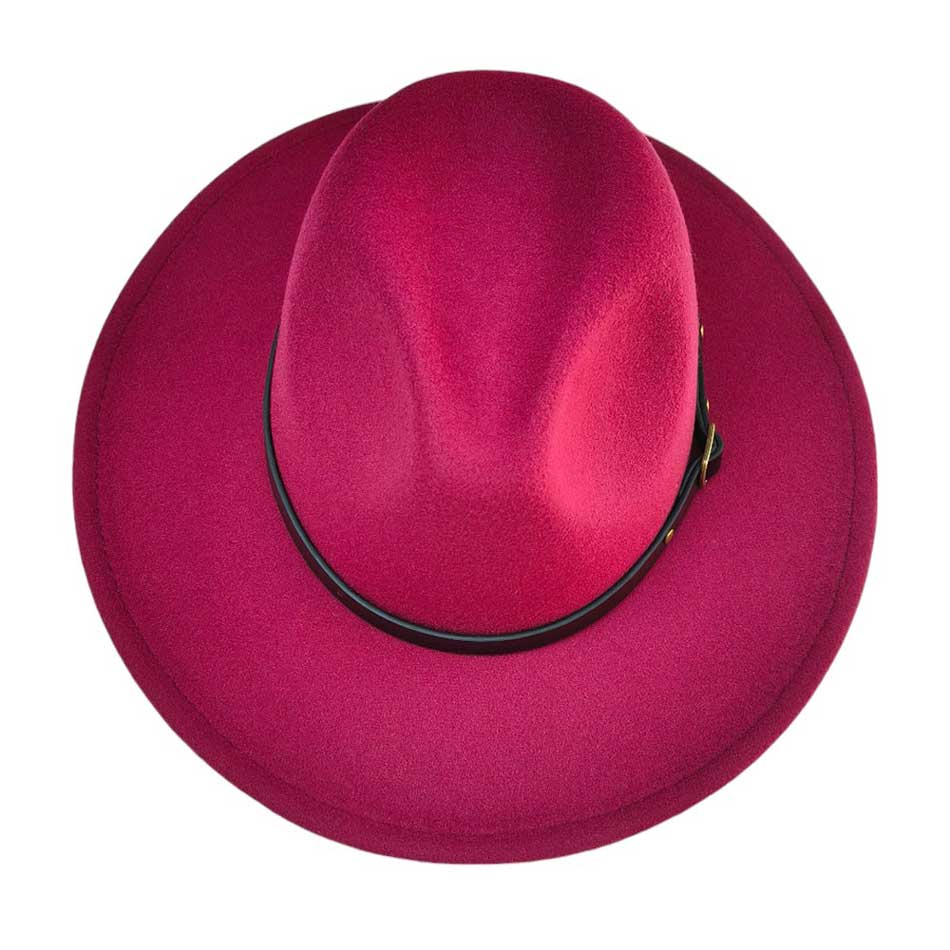 Burgundy-Belt Band Pointed Fedora Hat. Made with a stylish belt band and pointed brim, this hat is the perfect accessory for a sophisticated look. The high-quality material ensures long-lasting wear and a comfortable fit. Elevate your style with this must-have hat.