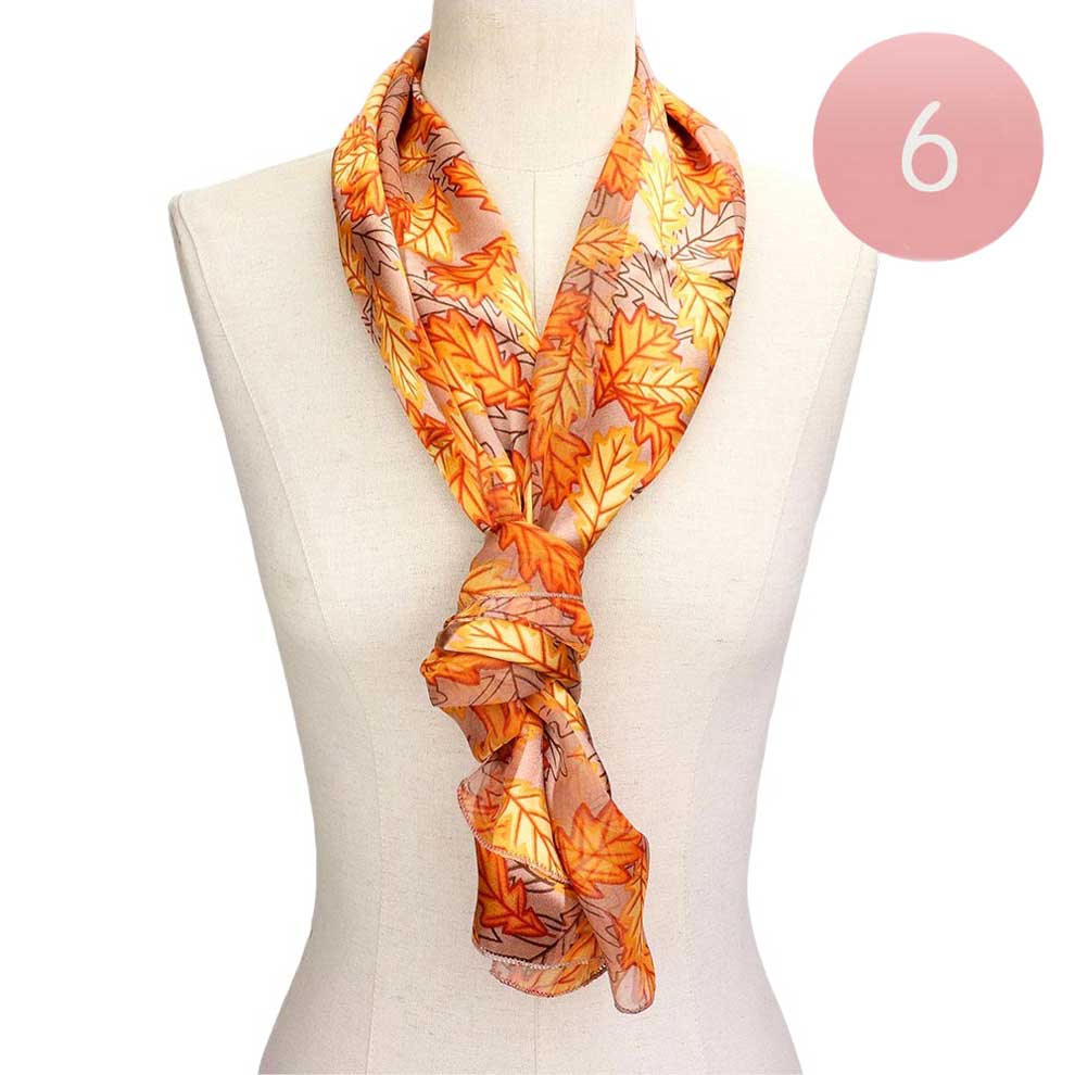 Beige 6PCS Silk Feel Striped Leaf Print Scarf, offers a luxurious feel with a timeless design. Crafted from a lightweight, airy fabric - each one features a beautiful striped leaf print. Enjoy the versatile look with any outfit. Ideal gift choice for fashion-forwarded friends and family members. 