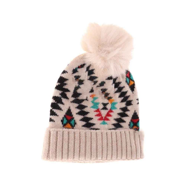 Beiige BABY Aztec Patterned Faux Fur Pom C.C Beanie combines stylish tribal-inspired design with cozy warmth, perfect for keeping little ones comfortable during chilly days. Crafted with soft faux fur pom-pom detailing and a snug fit, this beanie offers both fashion and function, protecting delicate heads while adding a trendy touch to any cold-weather outfit. Durable and easy to wear, it’s an expert choice for practical and fashionable baby winter accessories.