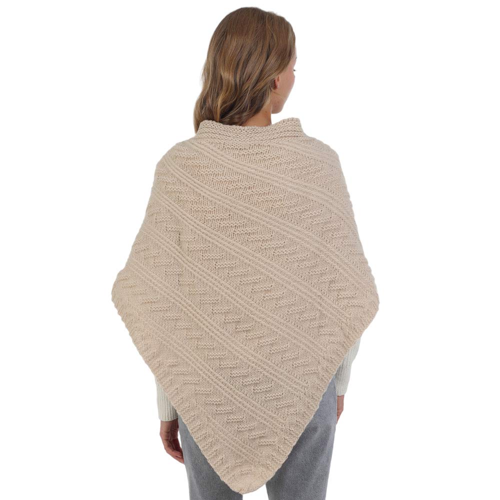 Beige Belt Pointed Knit Pull Through Cape Poncho, with the latest trend in ladies' outfit cover-up! the high-quality knit cape poncho is soft, comfortable, and warm but lightweight. It's perfect for your daily, casual, party, evening, vacation, and other special events outfits. A fantastic gift for your friends or family.