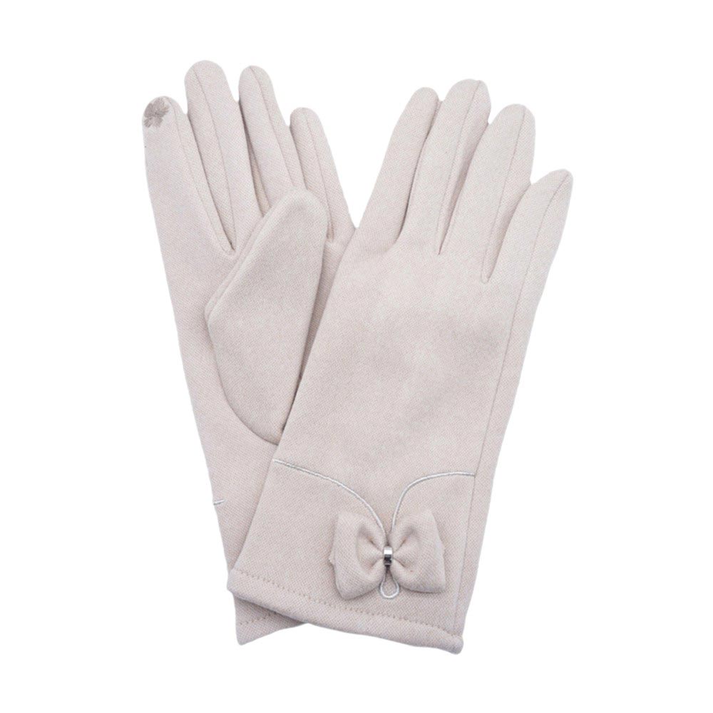 Beige-Bow Pointed Faux Suede Smart Touch Gloves not only add an elegant touch to your outfit with their bow pointed design, but also offer practicality with their smart touch technology, allowing you to use your touch screen devices without taking them off. Stay stylish and connected with these gloves.
