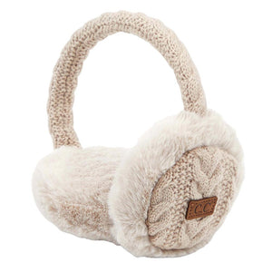 Beige C.C Cable Knit Faux Fur Earmuff, is sure to keep you warm in the cold. The cable knit exterior is soft and cozy, while the faux fur interior adds extra warmth and comfort. Perfect for winter weather, these earmuffs are stylish and practical. Perfect winter gift idea for fashion loving close ones.