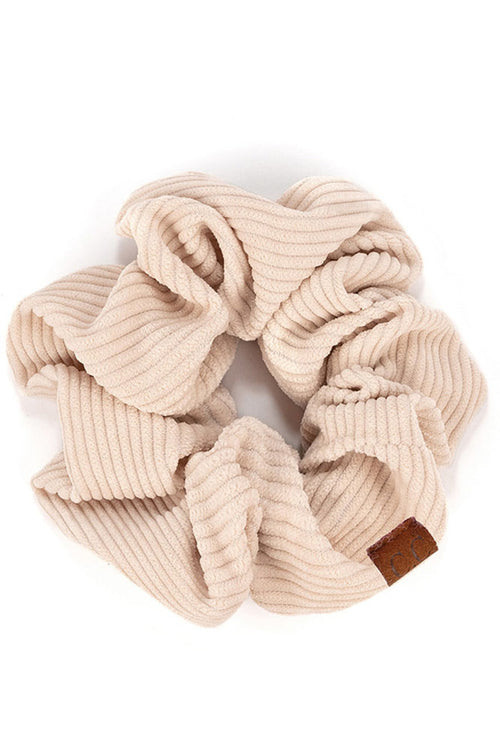 C.C Corduroy Solid Color Soft Scrunchies - Beige