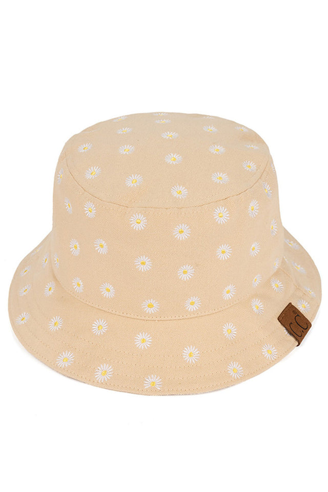 Beige C.C Daisy Embroidered Cotton Canvas Bucket Hat is made with high-quality, durable materials. Hand-stitched with a vibrant daisy design, it offers both style and protection from the sun. The comfortable and breathable cotton canvas makes it perfect for any outdoor activity.