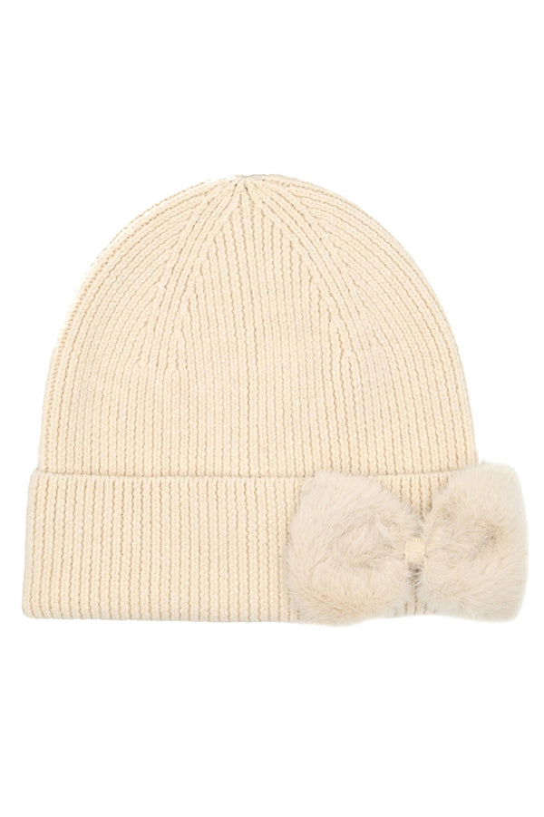 Beige C.C Faux Fur Solid Bow Beanie Winter Hat merges thermal protection with refined aesthetics. Crafted with premium faux fur for exceptional insulation, this headwear features a distinctive bow accent that elevates its design profile. Engineered for consistent warmth retention while maintaining breathability, it represents the optimal balance of functional performance 