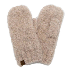 Beige C.C Mixed Color Boucle Mittens. Stay warm in style with these mittens. These gloves are designed with a luxuriously soft boucle yarn and feature a classic ribbed cuff. They come in three stylish colors and offer a great fit with superior breathability and warmth.