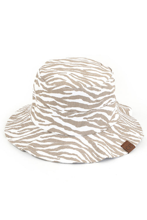 C.C ZEBRA PRINT BUCKET HAT - Beige