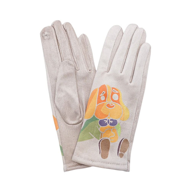 Beige Cartoon Puppy Printed Smart Touch Gloves combine playful design with advanced touchscreen compatibility. Crafted for precision and comfort, they allow seamless use of smartphones and tablets without removing your gloves. Ideal for staying connected in cooler weather, their soft material ensures warmth while maintaining fingertip sensitivity. The charming puppy print adds a touch of personality to your cold-weather accessories, making these gloves both functional and stylish for everyday use. 