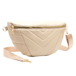 Beige Chevron Patterned Solid Sling Bag, is a stylish and versatile accessory. Its adjustable shoulder strap allows for comfortable wear, while the compact size is perfect for carrying your essentials like your phone, wallet, keys, and more. Perfect gift for traveler friends, fashion-forwarded family members, and friends. 