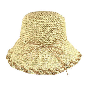 Beige Edge Detailed Straw Bucket Hat, Expertly crafted with detailed edges, this straw bucket hat adds a touch of sophistication to any summer outfit. Made with high quality materials, it offers both style and protection from the sun's harmful rays. Perfect for a day at the beach or a stroll in the park.