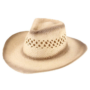 Beige Edge Gradation Pointed Open Weave Panama Cowboy Straw Hat, Expertly crafted with a pointed open weave design, this Panama cowboy straw hat offers superior ventilation and breathability. Made with the finest materials, it provides both style and function, making it the perfect accessory for any outdoor adventure.