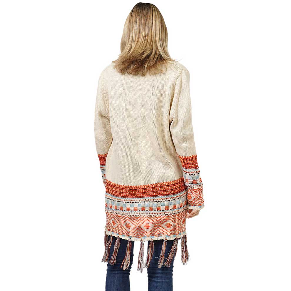 Beige Ethnic Patterned Front Pocket Sweater Cardigan, is the perfect accessory for keeping you comfortable and classy everywhere. It keeps you warm and toasty on winter and cold days. You can wear it on any casual outfit! Perfect Gift for Wife, Mom, Birthday, Holiday, Christmas, Anniversary, Fun Night Out. Happy Winter!