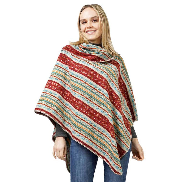 Beige Ethnic Patterned Poncho, with the latest trend in ladies' outfit cover-up! the high-quality knit poncho is soft, comfortable, and warm but lightweight. Its beautiful color variation goes with every outfit. It's perfect for your daily, casual, and any outfit. A fantastic gift for your friends or family.