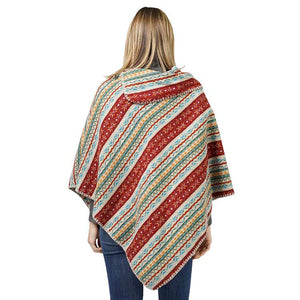Beige Ethnic Patterned Poncho, with the latest trend in ladies' outfit cover-up! the high-quality knit poncho is soft, comfortable, and warm but lightweight. Its beautiful color variation goes with every outfit. It's perfect for your daily, casual, and any outfit. A fantastic gift for your friends or family.