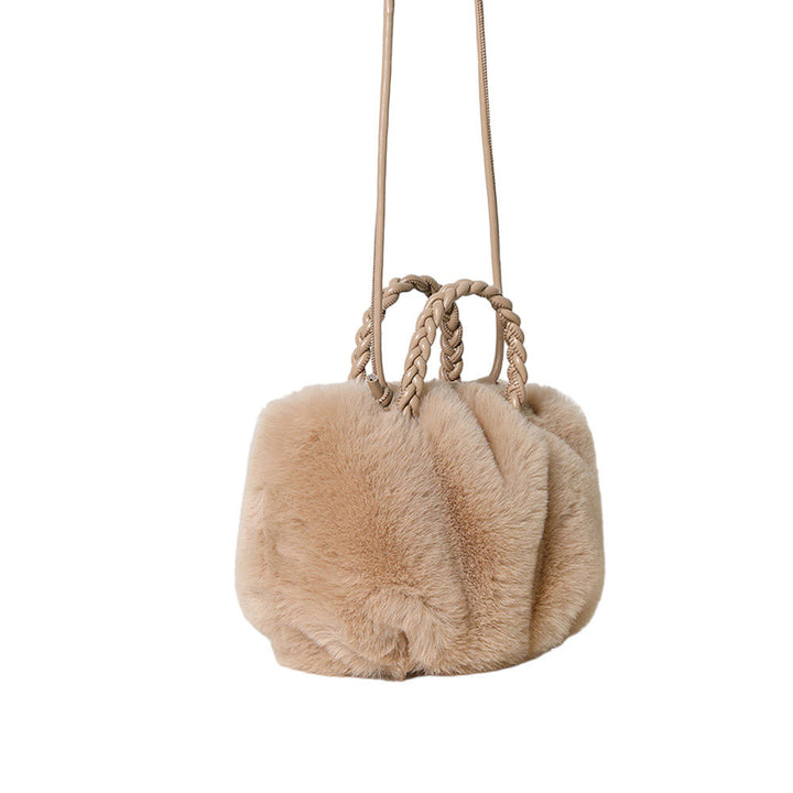 Beige Faux Fur Tote Crossbody Bag, is perfect to carry all your handy items with ease. This faux fur tote bag features a top zipper closure for security that makes your life easier and trendier. It's very easy to carry with your hands. This is the perfect gift idea for a holiday, Christmas, anniversary, Valentine's Day, etc.