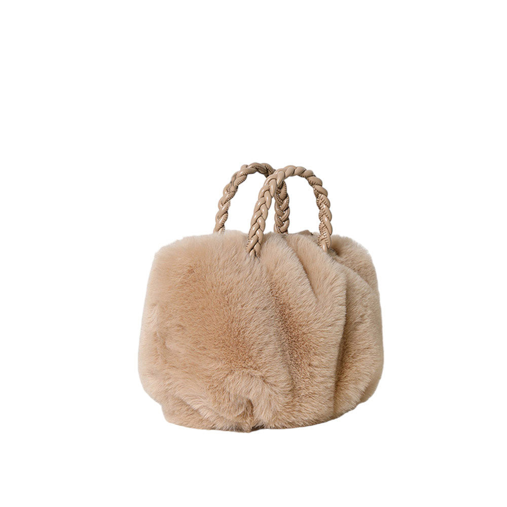 Beige Faux Fur Tote Crossbody Bag, is perfect to carry all your handy items with ease. This faux fur tote bag features a top zipper closure for security that makes your life easier and trendier. It's very easy to carry with your hands. This is the perfect gift idea for a holiday, Christmas, anniversary, Valentine's Day, etc.