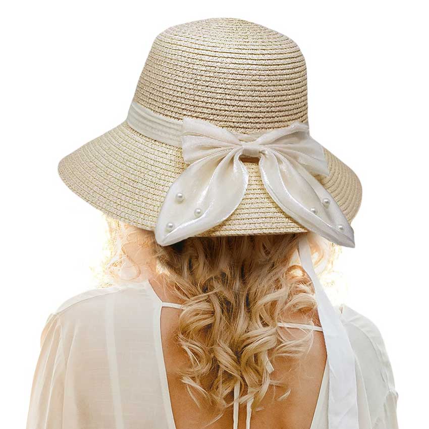 Beige Pearl Pointed Bow Band Straw Sun Hat is the perfect accessory for sunny days! With its elegant pearl detailing and delicate bow band, it adds a touch of sophistication to any outfit. The sturdy straw material provides protection from the sun while the pointed design adds a chic and stylish touch.