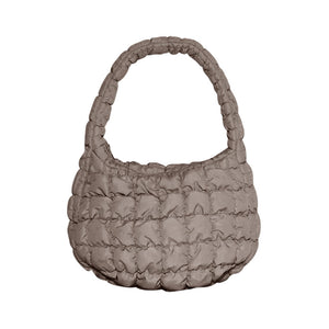 Beige Quilted Puffer Tote Shoulder Bag, Stay warm and stylish with this bag. Made of durable material, it is insulated to keep you cozy in the coldest conditions. The shoulder straps make it comfortable and convenient to carry, so you can bring everything you need with ease. Perfect for gifting on every occasion.
