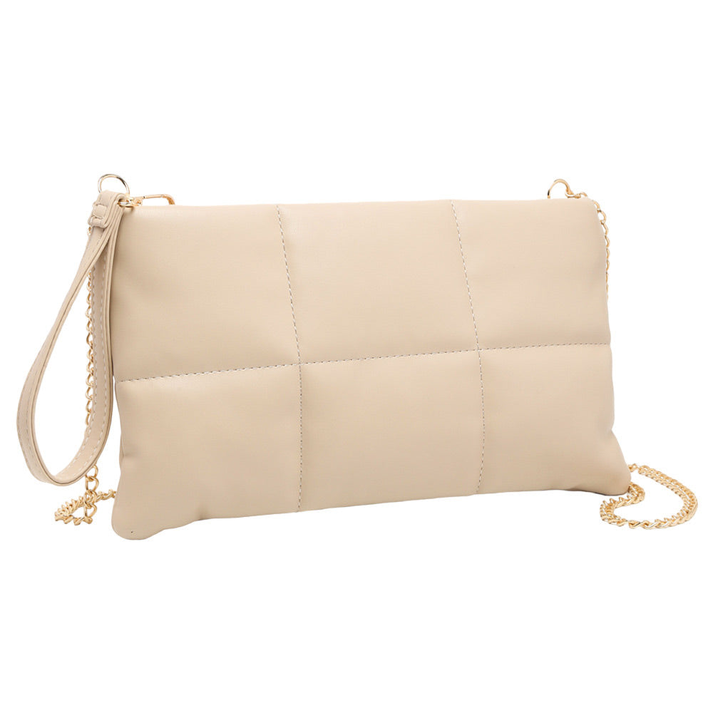 Beige Quilted Solid Faux Leather Crossbody Bag, Crafted with high-quality faux leather, this bag is both stylish and highly resistant to wear and tear. Its adjustable strap and sleek quilted pattern make it comfortable and fashionable. Wear it for any occasion. Nice gift item to family members and friends on any occasion.