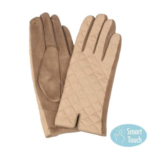 Beige Quilted Touch Smart Gloves, give your look so much more eye-catching and feel so comfortable with the beautiful quilted design and embellishment. These warm gloves will allow you to use your electronic device with ease. Perfect gift accessory for this winter. Stay cozy and warm.