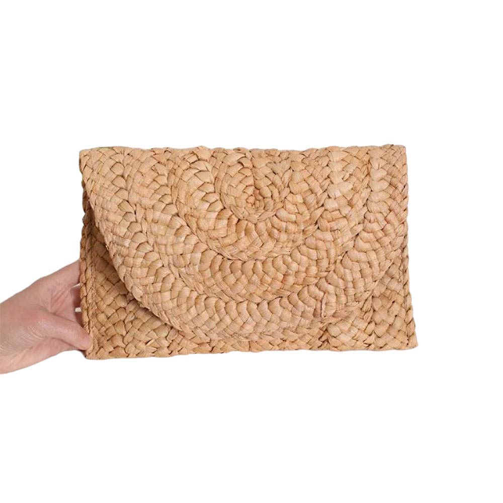 Beige Rattan Braided Clutch Bag, This vintage-inspired bag is handmade and eco-friendly. The intricate braided design adds a touch of bohemian style to your outfit. Made from sustainable materials, this bag is not only stylish but also environmentally conscious. Upgrade your accessory game with this unique clutch bag.
