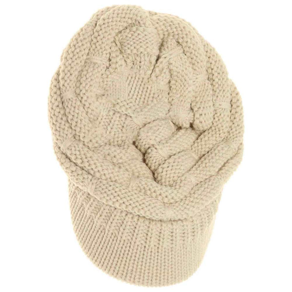Beige Ribbed Knit Hat with a Brim offers a sophisticated blend of texture and functionality. Crafted with a detailed ribbed stitch, this hat ensures warmth and durability, while the integrated brim provides essential sun protection without compromising style. Designed for those seeking a refined accessory, it delivers comfort and versatility suitable for various outdoor conditions.