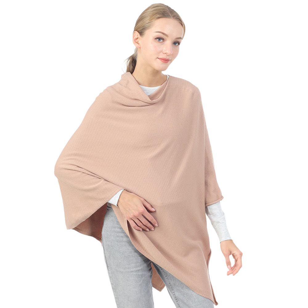 Beige Solid Poncho, with the latest trend in ladies' outfit cover-up! the high-quality knit solid poncho is soft, comfortable, and warm but lightweight. It's perfect for your daily, casual, party, evening, vacation, and other special events outfits. A fantastic gift for your friends or family.
