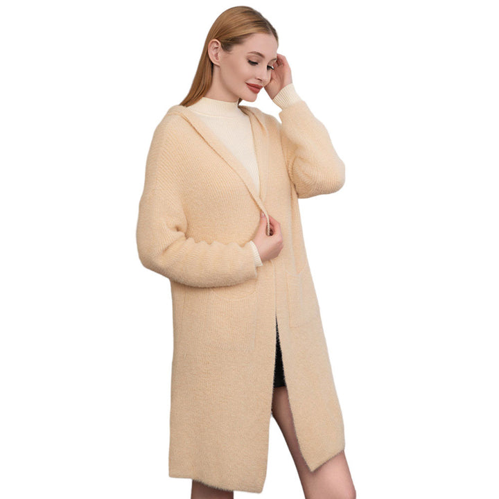 Beige Solid Soft Front Pockets Cardigan, delicate, warm, on-trend & fabulous, a luxe addition to any cold-weather ensemble. You can put your hands in its front pocket to keep yourself warm. You can throw it on over so many pieces elevating any casual outfit! Perfect Gift for wife, mom, birthday, holiday, etc.