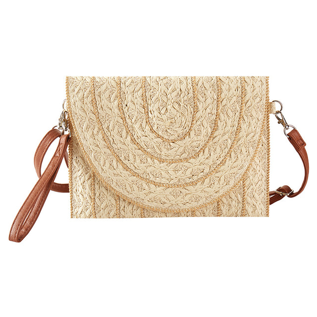 Beige Stitch Detailed Straw Crossbody Bag is a must-have for any fashion-forward individual. The intricate stitching adds a unique touch to the classic straw material. With its convenient crossbody design, this bag is perfect for hands-free carrying and the perfect accessory for any summertime outfit. 
