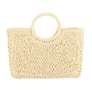 Beige Straw Basket Beach Tote Bag, Grab this quirky bag and head to the beach in style! Keep your sunscreen, towel, and sunglasses safe in this trendy and sturdy straw tote. Perfect for beach days. Woven from natural straw, this bag is perfect for holding your beach essentials with a playful and fun twist. 