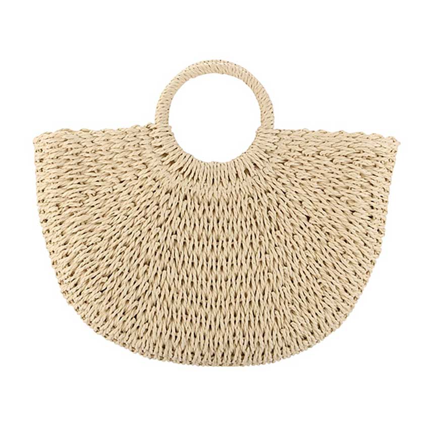 Beige Grab this quirky Straw Basket Beach Tote Bag and head to the beach in style! Keep your sunscreen, towel, and sunglasses safe in this trendy and sturdy straw tote. Perfect for beach days. Woven from natural straw, this bag is perfect for holding your beach essentials with a playful and fun twist.