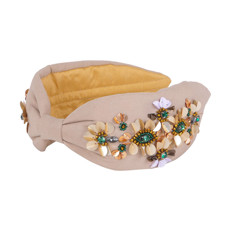 Floral Stone Sequin Embellished Headband