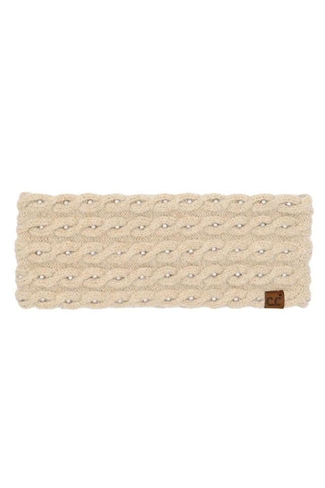 Beige Elevate your winter style with this luxurious C.C Pearl Embellishments Head Wrap. Crafted from a premium blend of polyester, acrylic, and recycled polyester with a touch of spandex, this headband offers both comfort and durability. The elegant pearl embellishments add a sophisticated sparkle to any cold-weather look. One size fits most. Dimensions: 9.5" x 4". Perfect for keeping warm while making a statement.