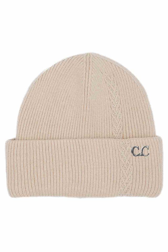 Beige C.C Bead Embellishments Angora Cuff Beanie showcases a soft angora knit finished with delicate bead detailing for a stylish touch of sparkle. Designed with a cozy cuff and stretch fit, it keeps you warm and comfortable while elevating your winter look effortlessly.