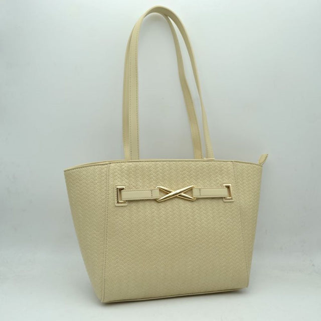 Beige Elevate your daily style with this timeless and beautifully detailed structured shoulder tote bag. Blending a classic, elegant trapeze silhouette with gorgeous textured detailing, this bag serves as the perfect sophisticated accessory for work, shopping, or everyday outings.