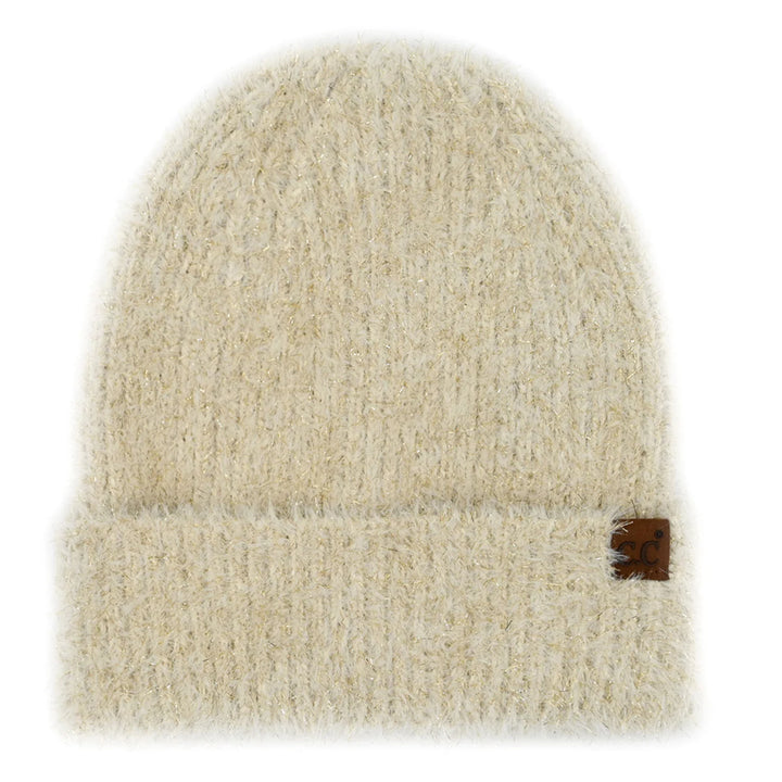 C.C Metallic Eyelash Cuff Solid Beanie