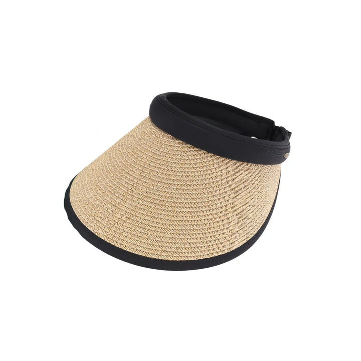 Black Adjustable Straw Visor C.C Sunhat offers expert sun protection with a stylish, breathable design. Crafted from durable straw, it features an adjustable strap for a customized fit, ensuring comfort during extended wear. Ideal for outdoor activities, this sunhat shields your face from harmful UV rays while maintaining ventilation to keep you cool. Its versatile design complements various outfits, making it a practical and fashionable accessory for sunny days. 
