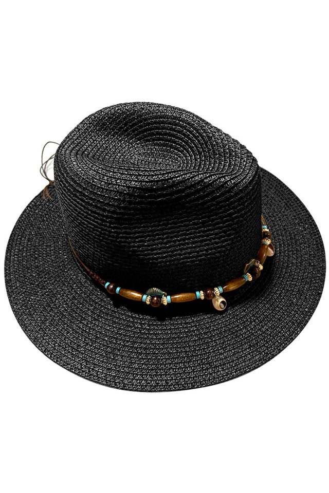Black Bead Trim Solid Panama Hat featuring a distinctive bead trim that enhances its architectural silhouette. The solid colorway provides exceptional versatility while the premium natural fibers ensure breathability and moisture management. Designed with a structured brim that offers optimal sun protection at precise angles, this hat combines traditional artisanal techniques with contemporary styling elements for a sophisticated accessory that transitions seamlessly between casual and formal settings.