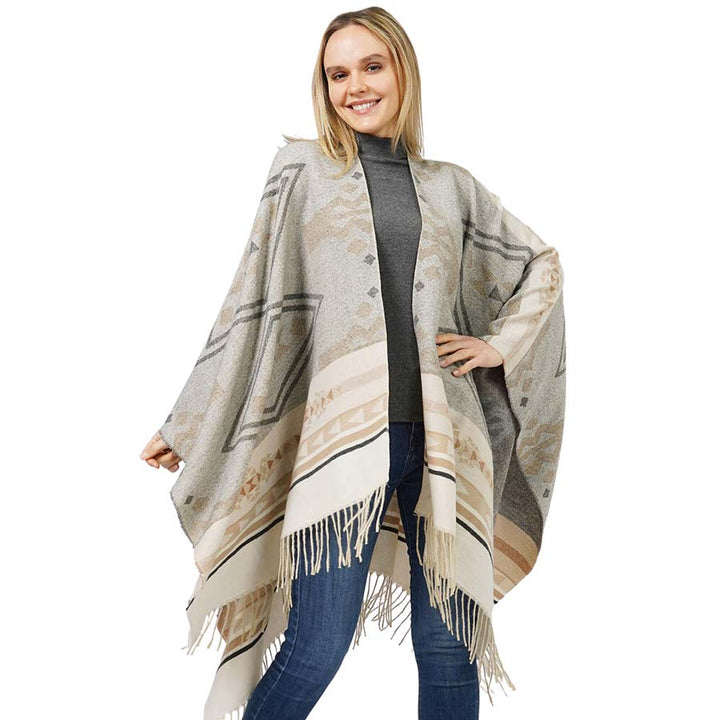 Black Beautiful Aztec Patterned Cape Poncho, With the latest trend in ladies' outfit cover-up! the high-quality knit poncho is soft, comfortable, and warm but lightweight. It's perfect for your daily, casual, party, evening, vacation, and other special events outfits. A fantastic gift for your friends or family.