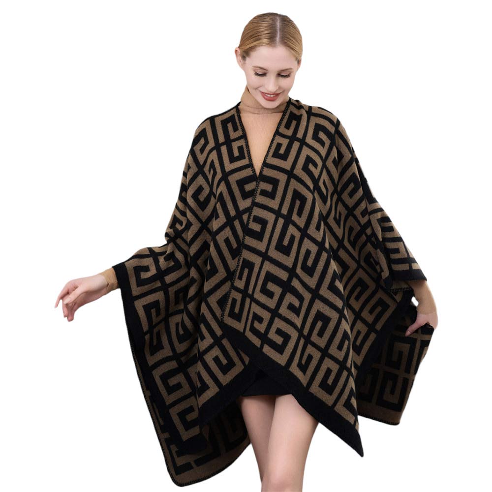 Black Beautiful Pattern Detailed Poncho, with the latest trend in ladies' outfit cover-up! the high-quality knit pattern detailed poncho is soft, comfortable, and warm but lightweight. It's perfect for your daily, casual, party, evening, vacation, and other special events outfits. A fantastic gift for your friends or family.