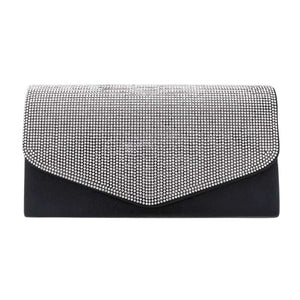 Black Bling Rectangle Evening Clutch Crossbody Bag, Perfect for carrying makeup, money, credit cards, keys or coins, and many more things. It features a detachable shoulder chain & clasp closure that makes your life easier and trendier. Perfect gift ideas for a Birthday, Holiday, Christmas, Anniversary, Valentine's Day, etc
